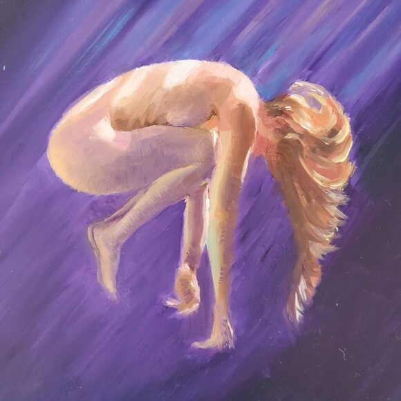 “Fall From Grace“ Original oil painting on Cradled Wood Panel 10" x 10" x 1.5" - Picture 3 of 6